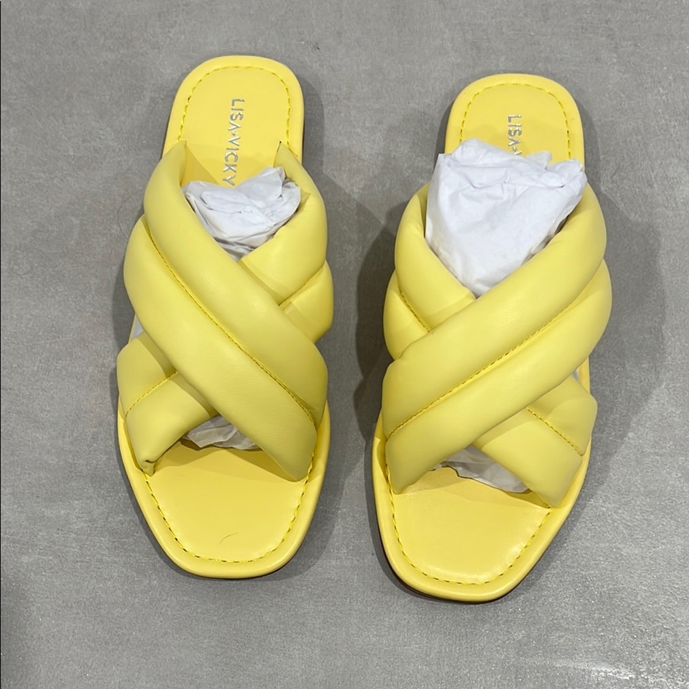 Yellow Minimalist Sandals with Wide Strap